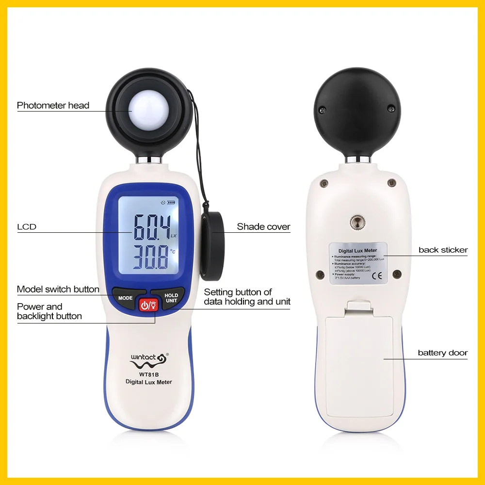 WINTACT Digital Luxmeter Mini Light Meter Environmental Testing Equipment Handheld Type illuminometer