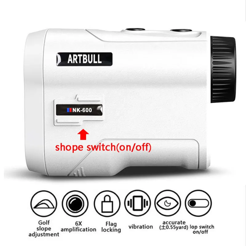 Laser Distance Meter Golf rangefinder 600M with Slope Flag-Lock vibration telescope Rangefinder For hunting