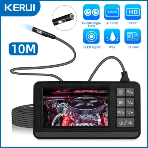 KERUI Single Dual Lens Industrial Endoscope 4.3 inch Screen Digital Borescope Inspection Camera IP67 Waterproof LED For Sewer