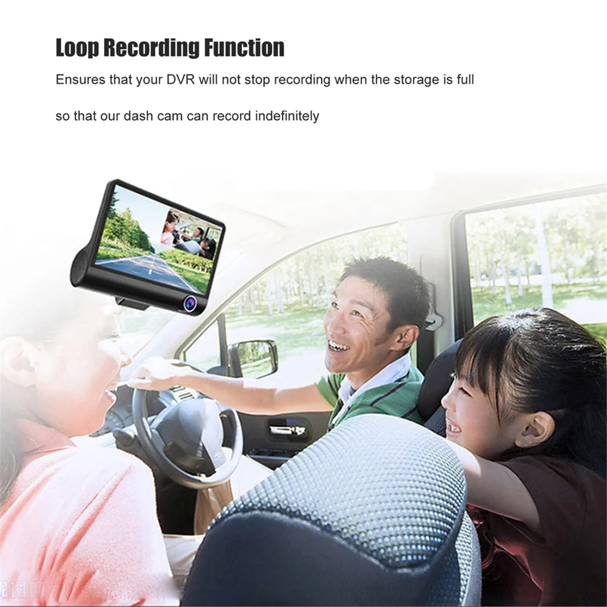 4 Inch Car DVR Dashcam Dash Camera HD Screen 1080P 3 Lens Video Recorder Front + Interior+Rear View Camera Dash Cam